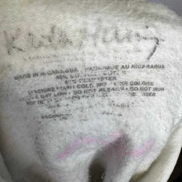 Keith Haring White Hoodie Dancing Figures Graphic Pullover Art Sweatshirt Large - Picture 9 of 10